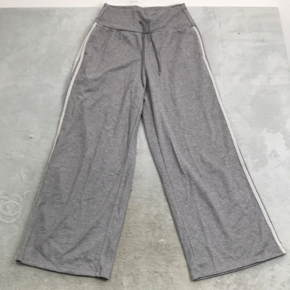 Halara Women's Grey Ribbed Wide Leg High Waisted Casual Pants Size L